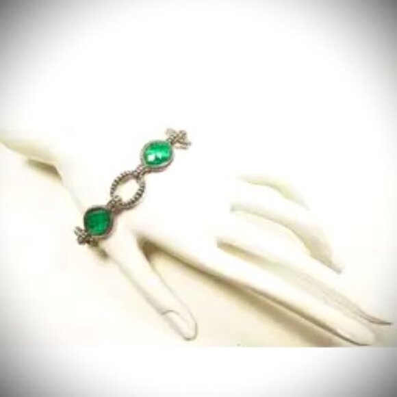 LAGOS Venus Sterling Silver Malachite Faceted Doublet Statioins Bracelet - Picture 4 of 8